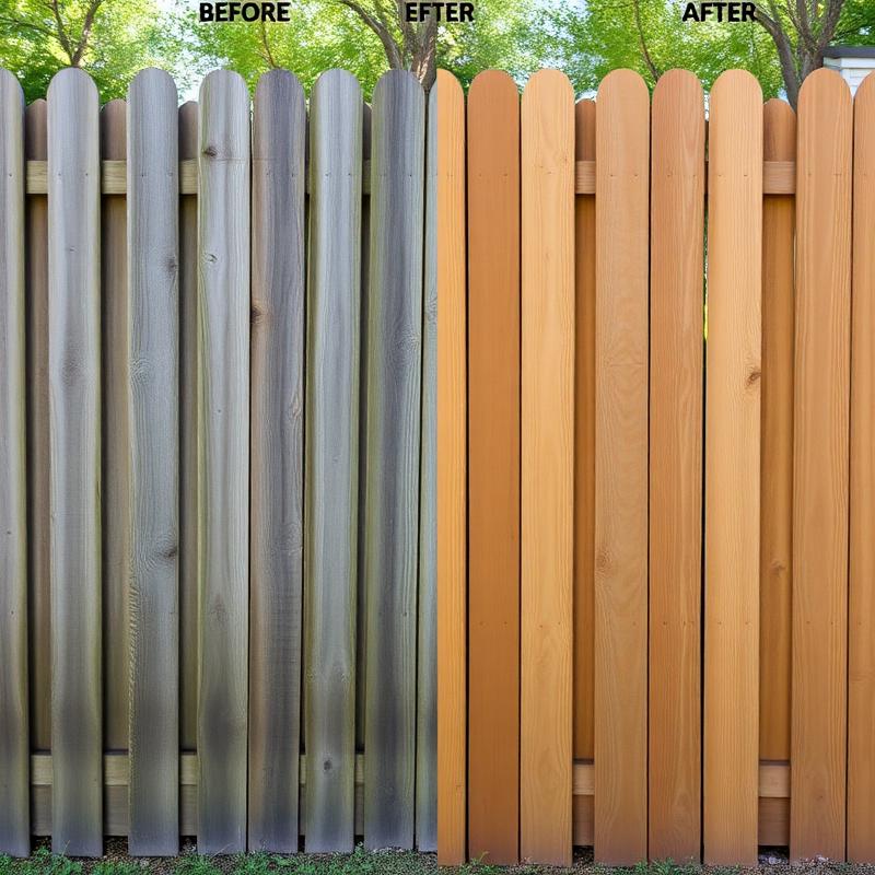 Wood Fence before and after