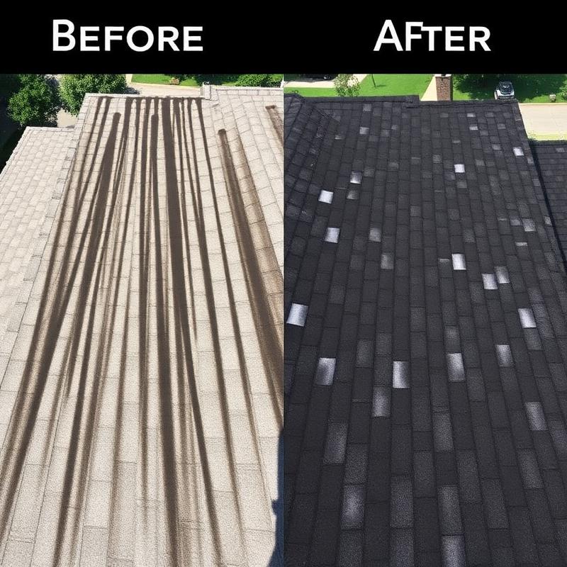 Roof Soft Wash before and after